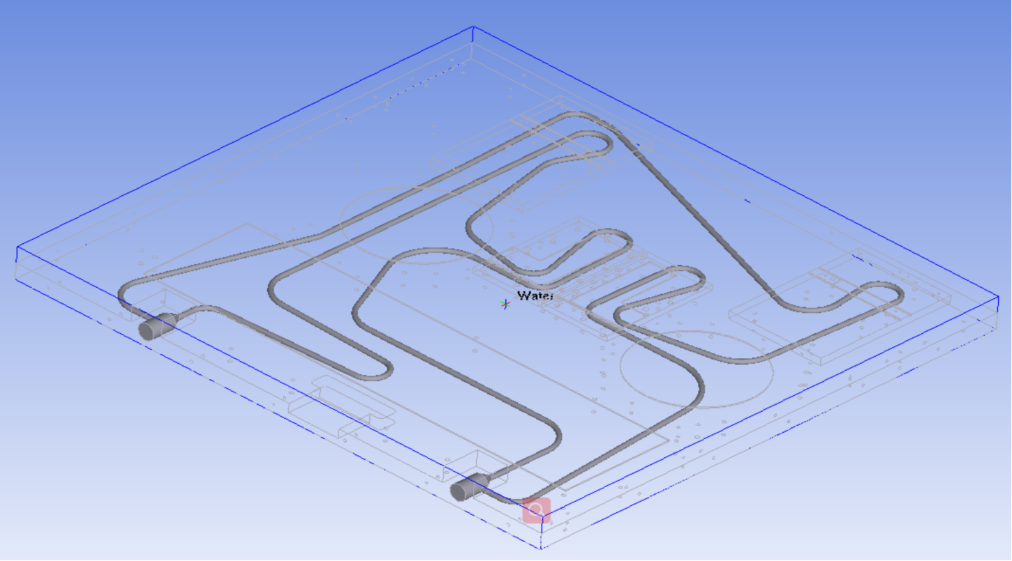 Modelo simplificado y fuente de calor en el software Ansys.